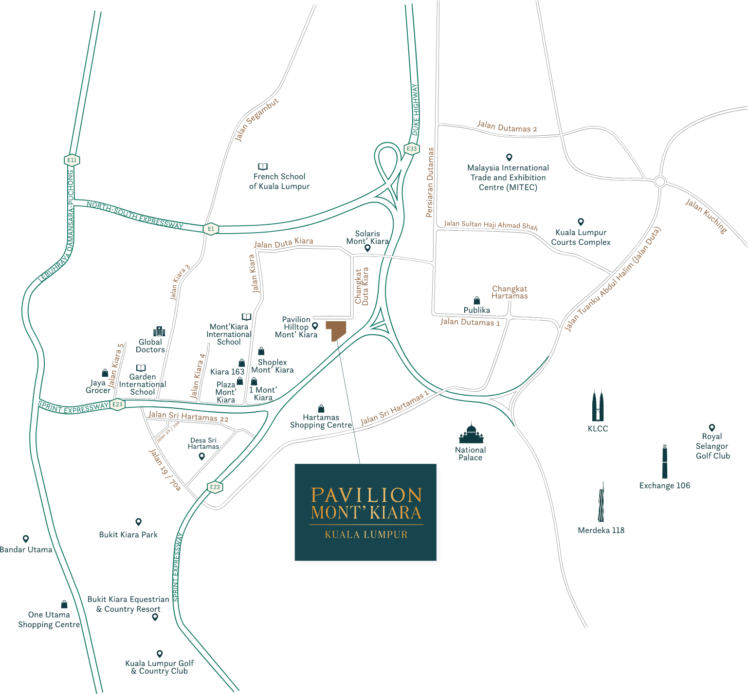 Location Map of Pavilion Mont' Kiara